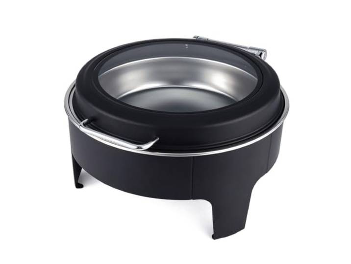 Chafing Dishes for Buffet, rundes Dish-Set aus Edelstahl Transparenter Deckel, Brennstoffbehälter und Herd(Svart)