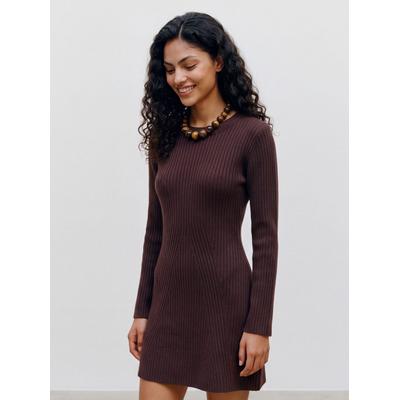 Minikleid VERO MODA "VMJOSANNA LS SHORT DRESS NOOS", Damen, Gr. M, N-Gr, Langarm, Rippstrick, braun (chocolate torte), Rippstrick, Obermaterial: 98% Polyester, 2% Elasthan, unifarben, regular fit kurz, Rundhals, Kleider Minikleid, Materialmix,...