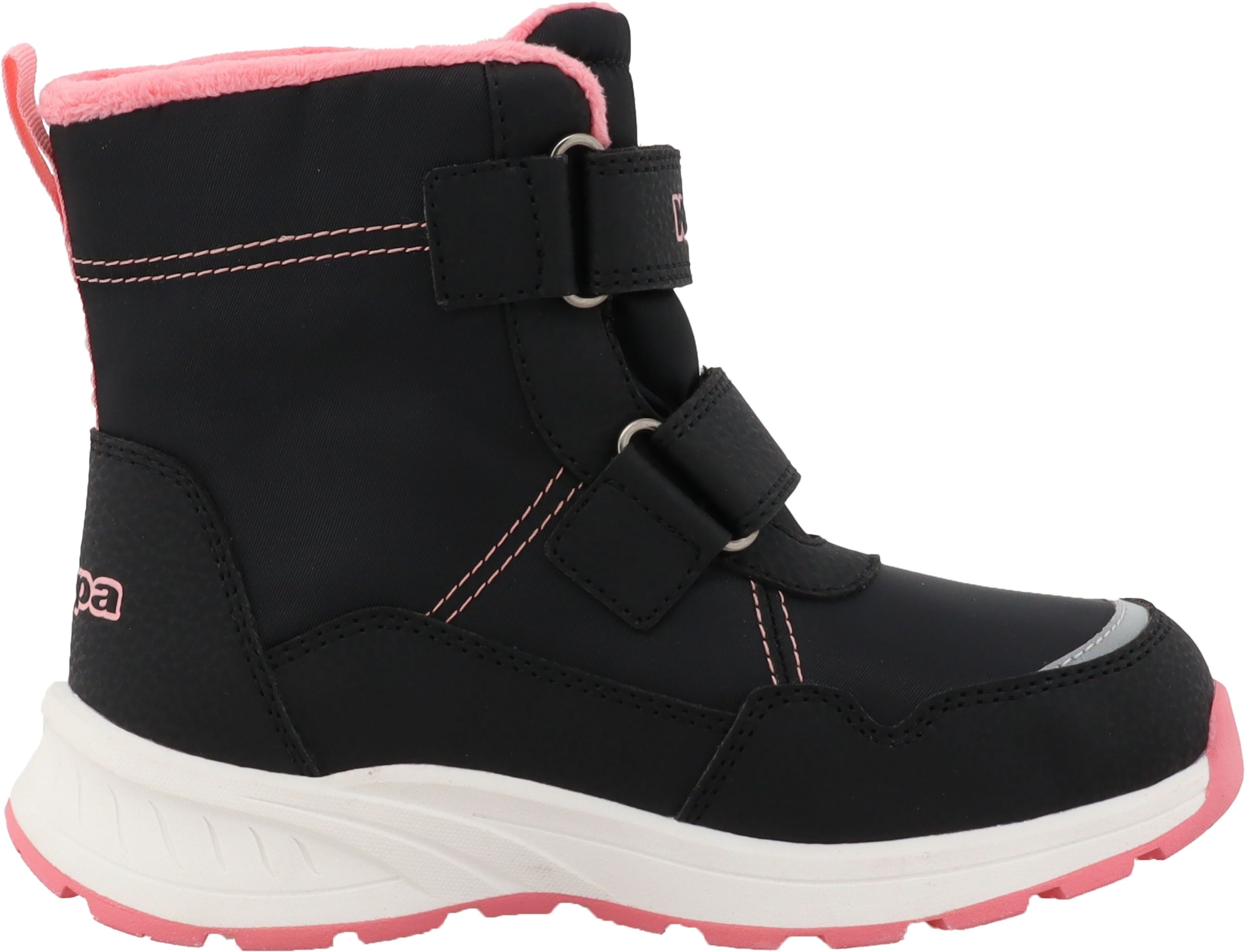 Winterboots KAPPA "Ruth", Mädchen, Gr. 34, gefüttert, schwarz (schwarz, rose), Synthetik, Schuhe Winterboots, Winterschuhe, Winterstiefel, Snowboots, gefüttert, wasserdicht schwarz, rose 34, gefüttert