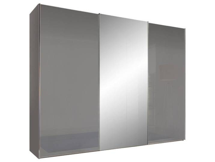 Moderano Schwebetürenschrank Sigma Rom, Grau, Glas, 6 Fächer, 249x240x68 cm, Lga, Goldenes M, BQ - Bündnis für Qualität, Made in Germany, Typenauswahl, Beimöbel erhältlich, umfangreiches Zubehör in verschiedenen Größen Holzdekoren erhältlich, Schlafzimmer, Kleiderschränke, Kleiderschränke mit Spiegel