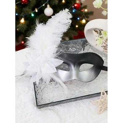 Grüne Federmaske für Damen mit Blumenschmuck für Weihnachtsfeier, Ball Karneval