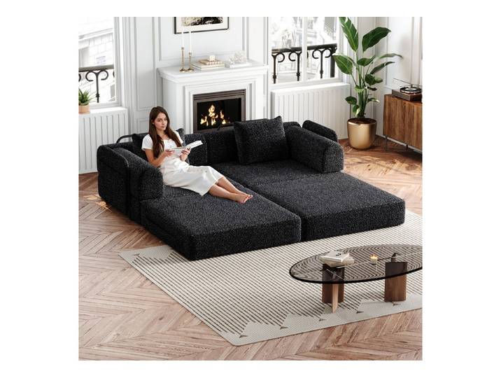 Orvane Schlafsofa 2-in-1 Schlafsofa mit Staufach in der Armlehne