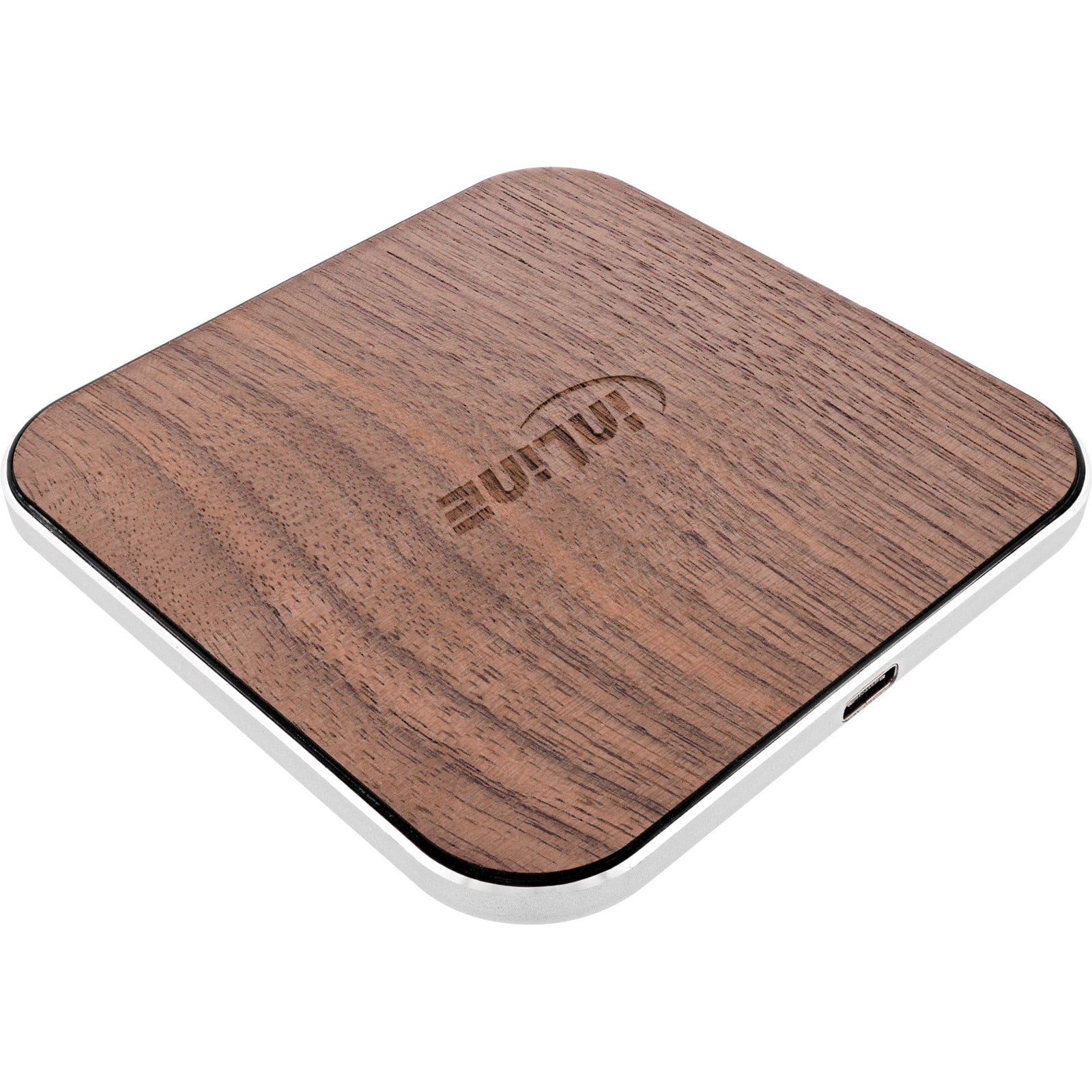 InLine Qi-houtoplaadstation draadloze snellader met USB-C