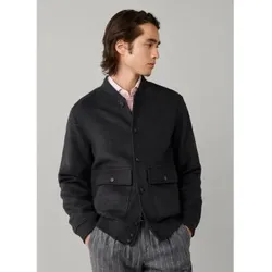 Hackett London für Herren. HM4000245 Bomberjacke Wool grau (XL), Lässig, Wolle, Klassisch