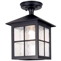Außenleuchte Deckenleuchte Laterne Alu Glas D 18,5 cm Schwarz 1 Flammig E27