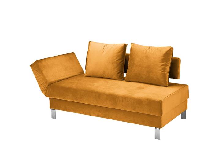 Recamiere Athmos mit Schlaffunktion Orange Samt Bahida 202 x 87 x 92cm Armlehne davorstehend links mit Armlehnen Modern