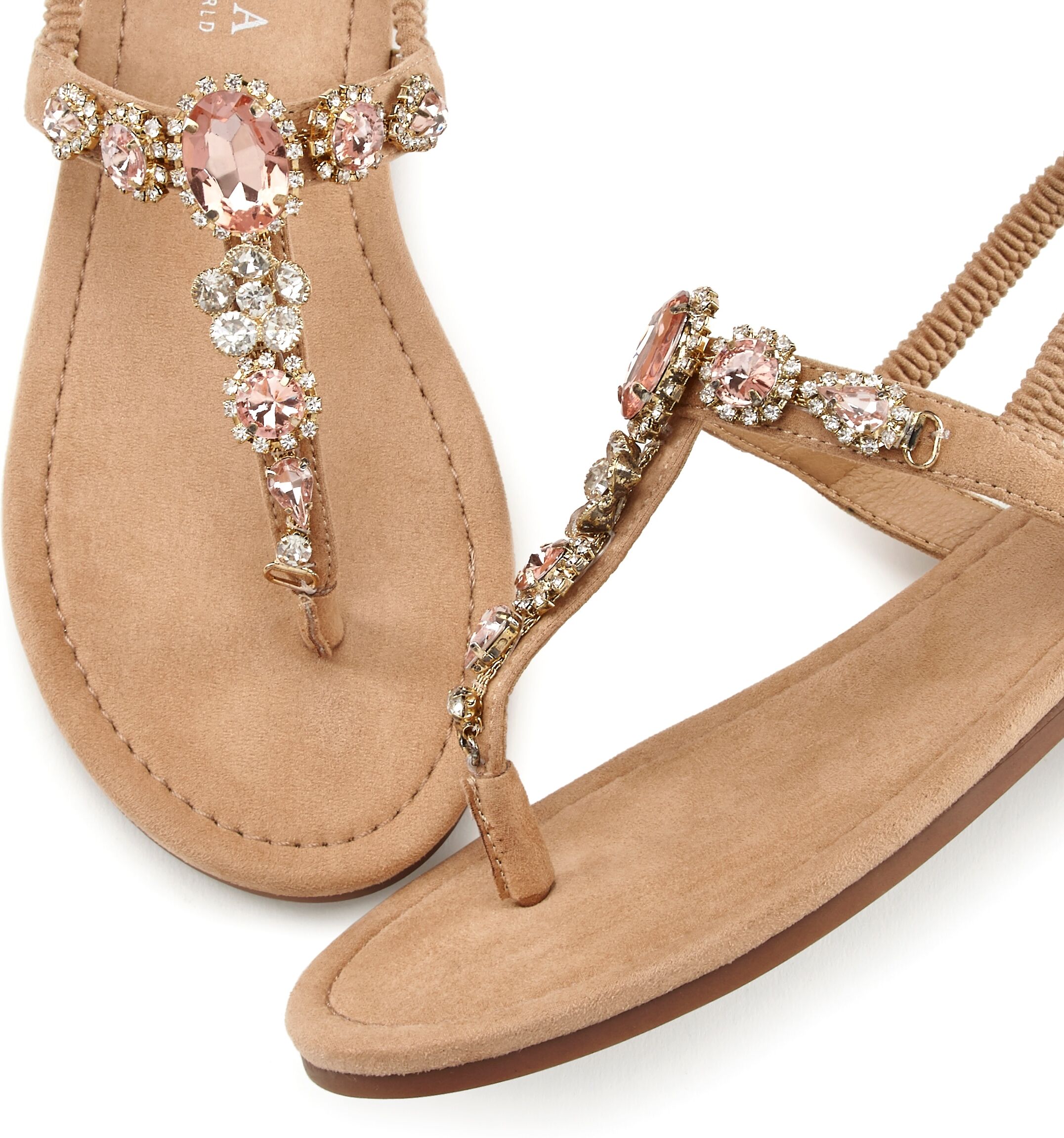 Zehentrenner LASCANA "Sommerschuh, offener Schuh", Damen, Gr. 35, beige, Obermaterial: 100% Textilmaterial. Decksohle: 100% Textilmaterial. Futter: 100% Lederimitat. Laufsohle: 100% Synthetik, Glitzer, Schuhe Zehentrenner, Sandale, Pantolette mit Schmucks