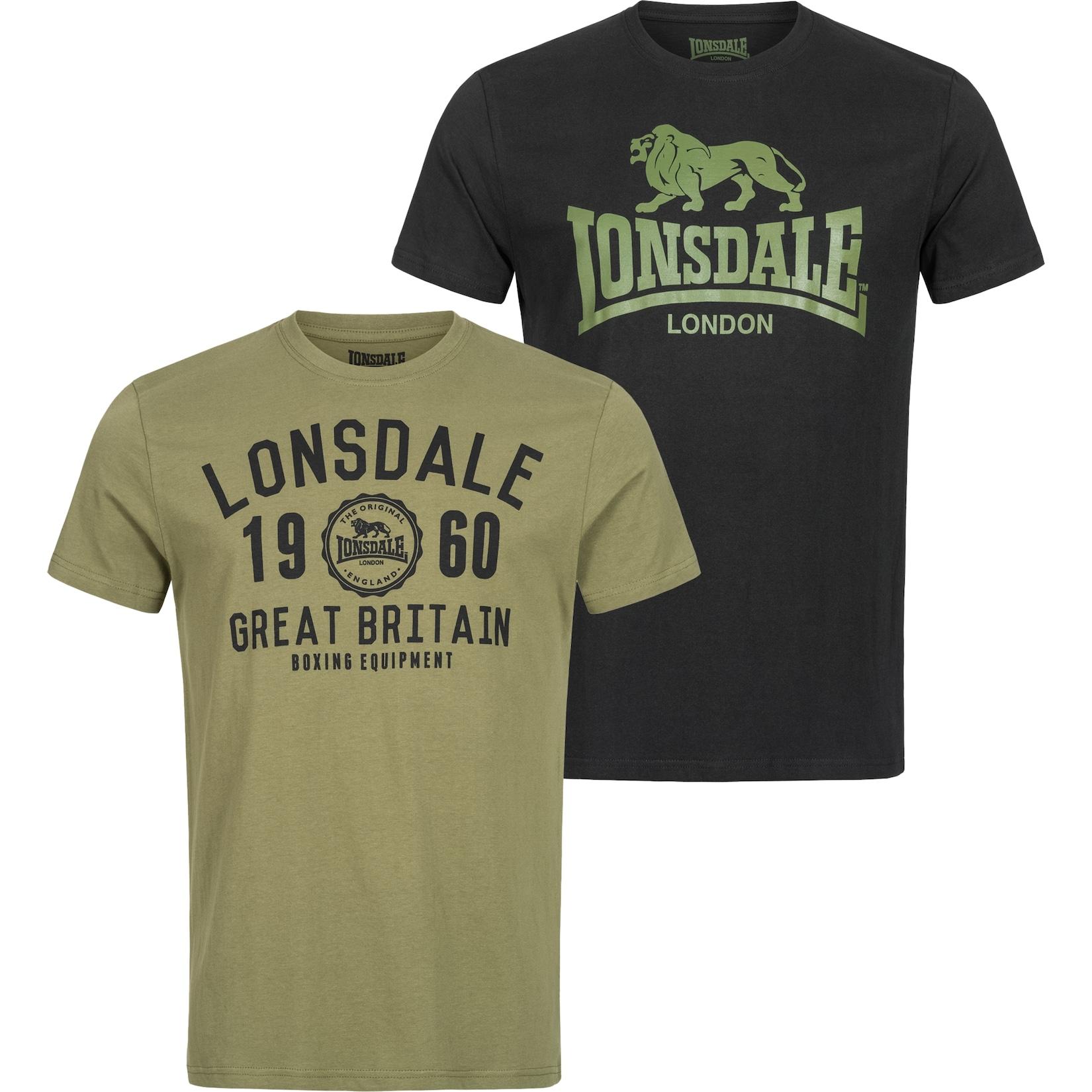 Lonsdale Herren T-Shirt normale Passform Doppelpack BANGOR