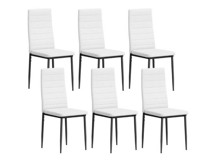 YWJ Lot 6 Chaises Salle Manger Modernes Lin Synthétique Dossier Haut Pieds Métal 41x50x97cm Blanc