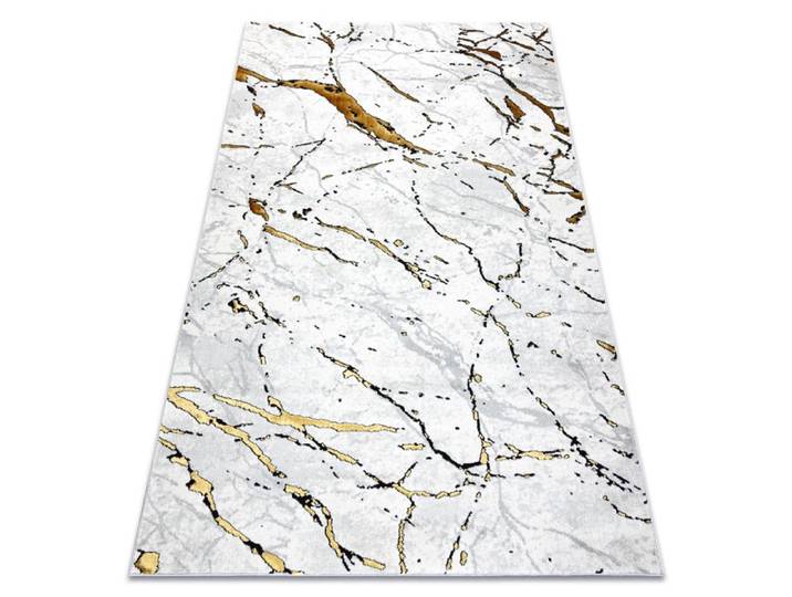 Tapis ALLURE 1963 Marbre - Structurel élégant glamour blanc / L'or - 80x150 cm