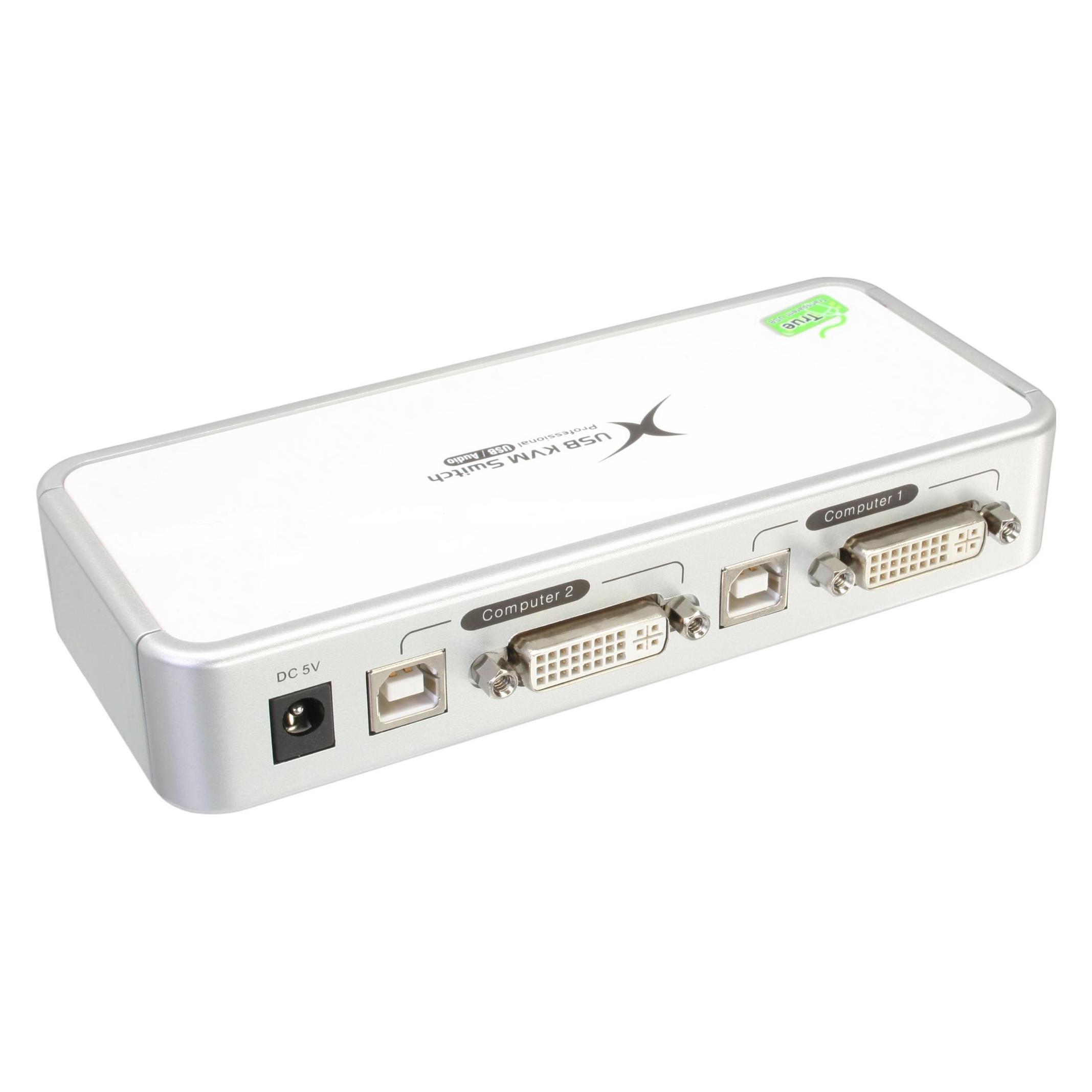 InLine KVM Switch 2-fach DVI USB mit Audio inkl. 2 Kabelsaetze 1,2m (61602C)