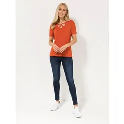 VIA MILANO Shirt, kurzer 1/2-Arm Cut-Out Ausschnitt mit ECOVERO Viskose figurumspielend