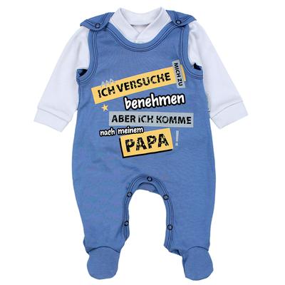 Strampler TUPTAM "Strampler Baby Strampler Set mit Spruch", Mädchen, Gr. 62, N-Gr, blau (ich versuche mich zu benehmen..., jeansblau), Obermaterial: 100% Baumwolle CO., Overalls