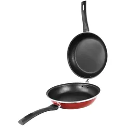 Doppelte Pfanne 24cm Magefesa Praga aus emailliertem Stahl in Granatfarbe.