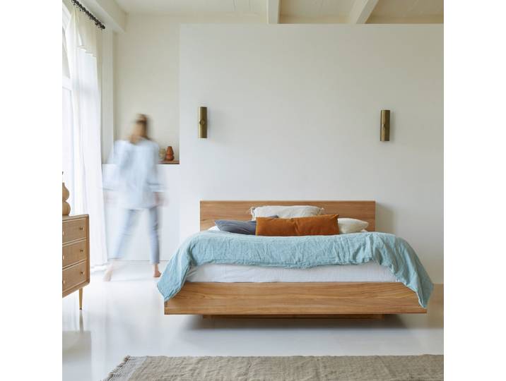 Bett Doppelbett 165x230 cm Teakholz Massiv 2 Personen Schlafzimmer Neu Tikamoon - Natur