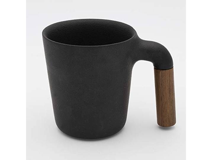 HMM Mugr Handwerklich Kaffee Und Tee-Becher Mit Holzgriff - Schwarz