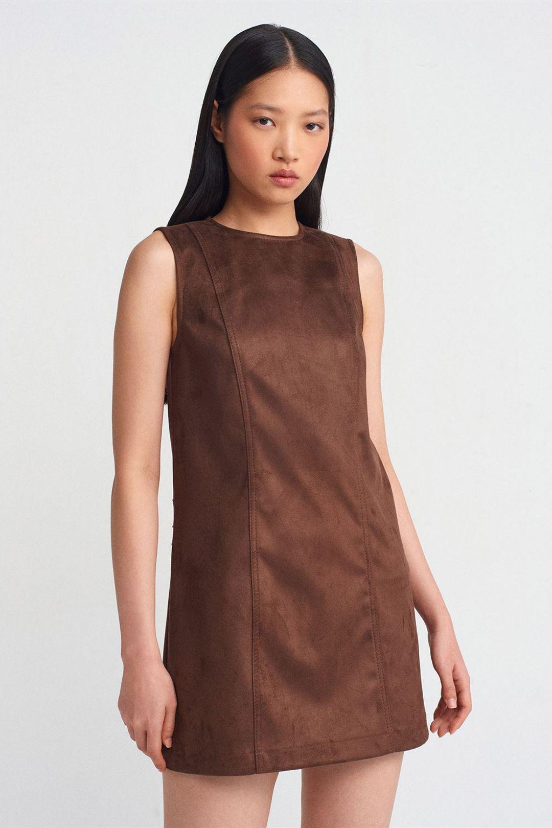 Mouwloze Faux Leather Mini-jurk