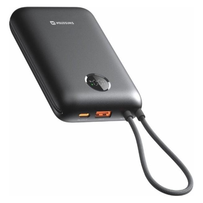 Swissten Power Bank Voltbox 35w 20000 Mah With Built-In Cables USB-C and Lightning Black (20000 mAh, 35 W, 35 Wh) (22013937)