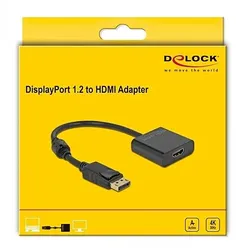 DELOCK Adapter DisplayPort 1.2 zu HDMI Buchse 4K Aktiv Black