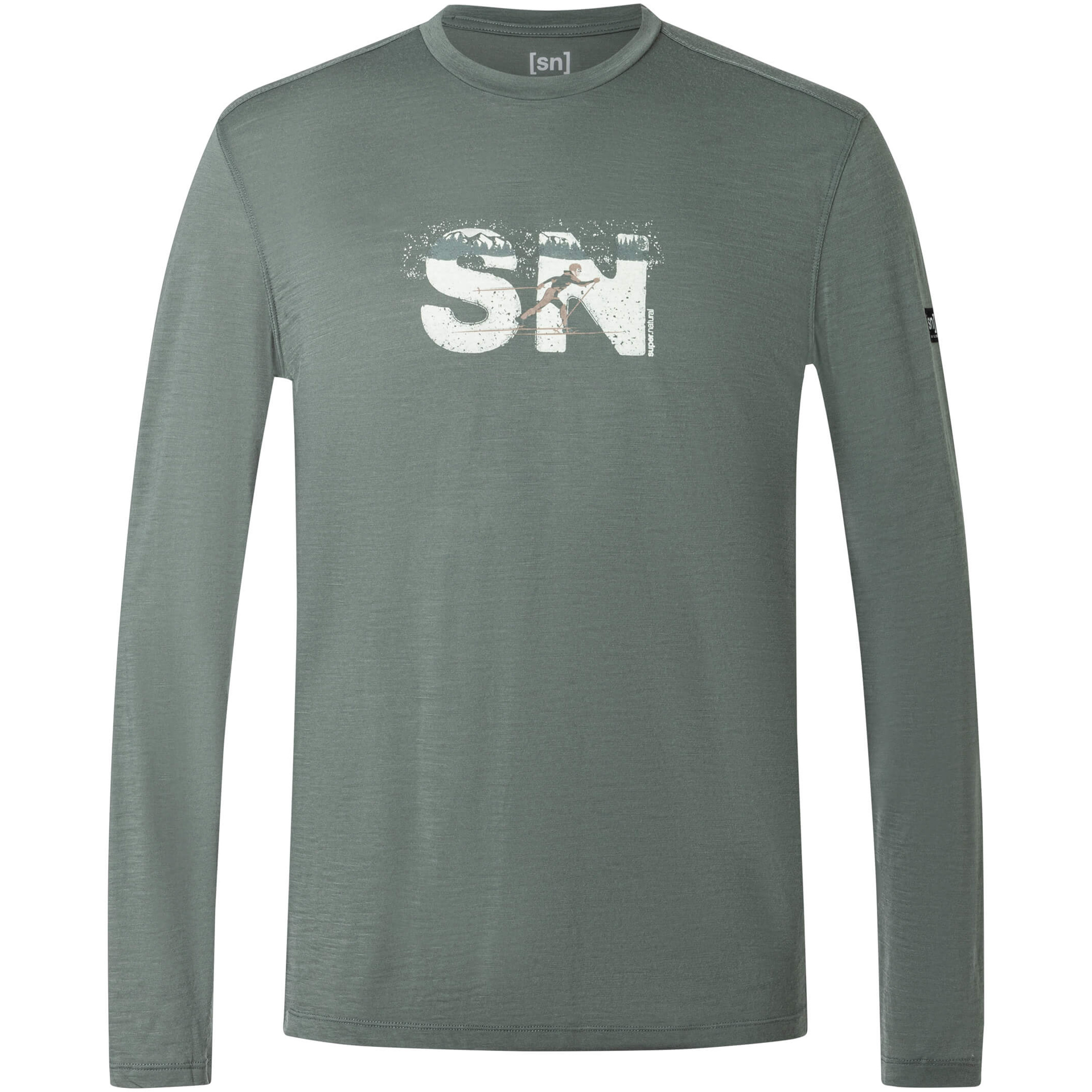 Super.Natural Cross Country Logo Herren Longsleeves oliv Größe XL Trekking Hautfreundlich Merinowolle