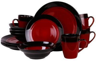 Elama Two Toned 16-piece High Gloss Dinnerware Set