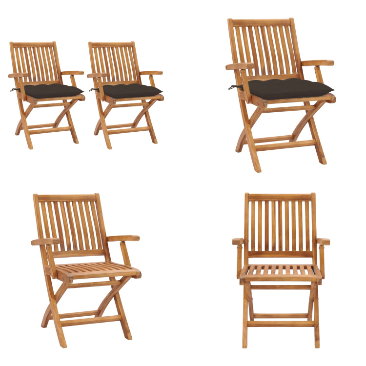 vidaXL Gartenstühle 2 Stk. mit Taupe Kissen Massivholz Teak - Gartenstuhl - Gartenstühle - Holz-Gartenstuhl - Holz-Gartenstühle