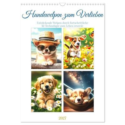 Hundewelpen zum Verlieben (Wandkalender 2027 DIN A3 hoch), CALVENDO Monatskalender