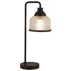 Tischlampe Leselampe Tischleuchte Retro Glas Wohnzimmerlampe schwarz H 45 cm