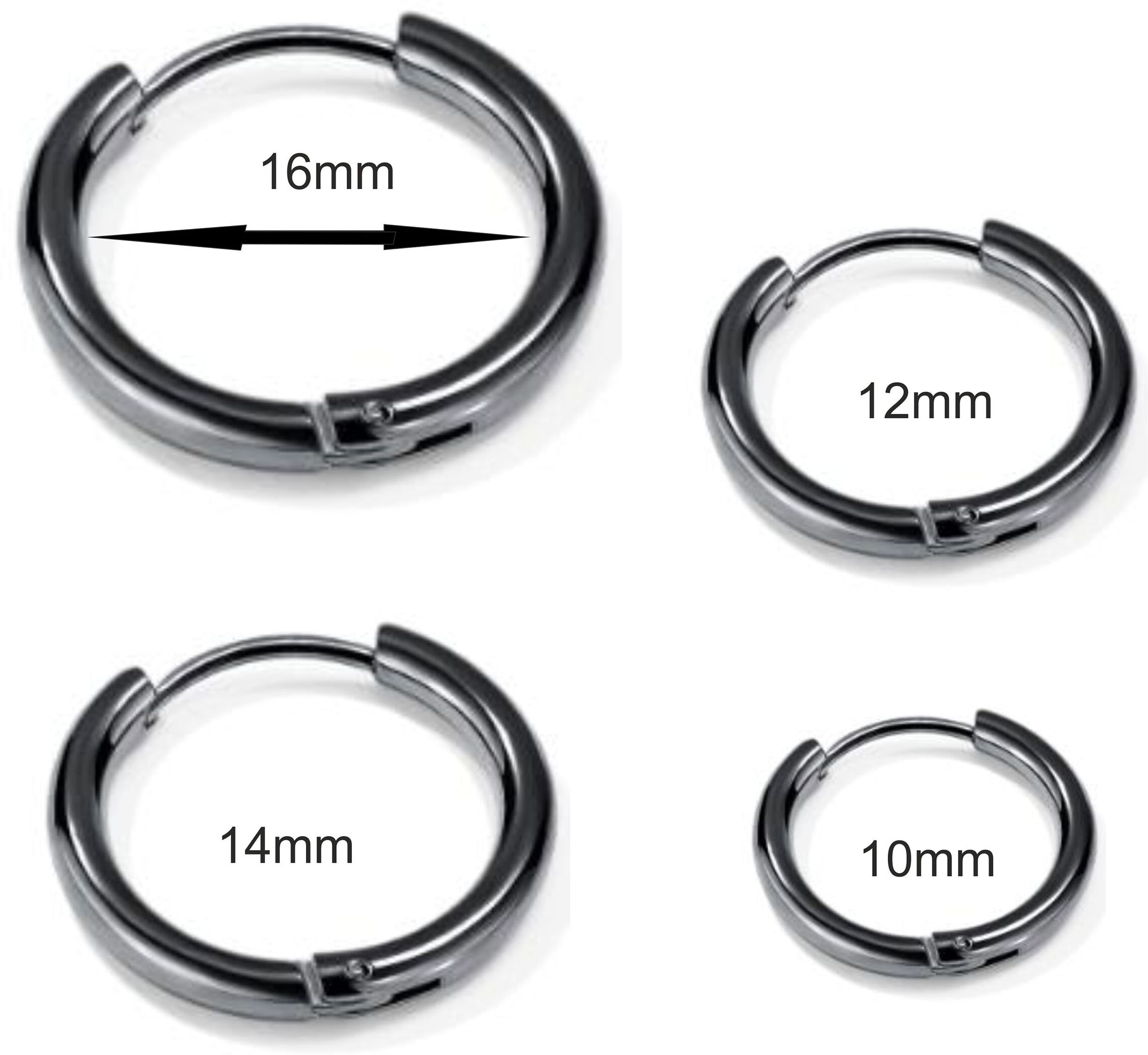 Single-Creole FIRETTI "Schmuck Geschenk Ohrschmuck einzeln Classic" Gr. 10, schwarz, Ohrringe, Damen, 10, Edelstahl, Single-Creole schwarz 10, Edelstahl