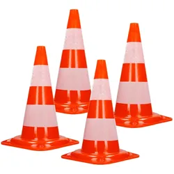 ECD Germany 4x Verkehrskegel 47 cm Orange-Weiß 2 Reflektoren Stapelbar Flexibel Warnkegel Leitkegel Verkehrshütchen