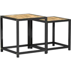 Décoshop26 - Set aus 2 Beistelltischen mit Pflanzenständern aus MDF und schwarzem Stahl DEC032744