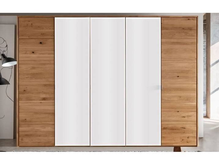 Kleiderschrank 5-trg. 304cm 'Salzburg' Wildeiche & Glas weiß