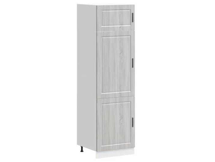 fsahslih Küchenschrank Porto Grau Sonoma Holzwerkstoff 60x57x207 cm Geräumiger Mehrzweckschrank für Küche und Vorratsraum mit verstellbaren Füßen und pflegeleichter Oberfläche in Holzoptik.