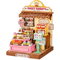 2x Robotime, Miniaturen, Rolife DIY House: Obchod s donuty 141 dílkÅ ̄