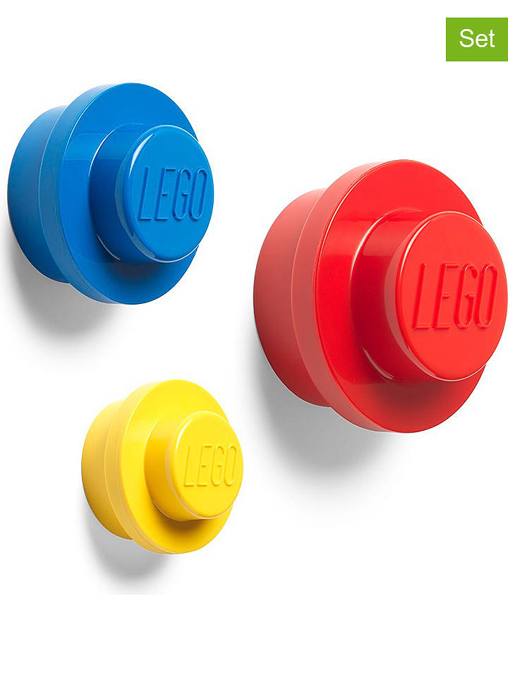 LEGO 3er-Set: Wandhaken "Iconic" in Gelb/ Blau/ Rot - onesize