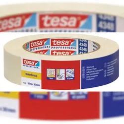 tesa 04348-00016-04 Maler Krepp Standard Papierabdeckband, 25 mm x 50m