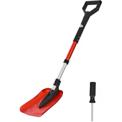 VEVOR Schneeschaufel, 22 cm Schneeräumer mit D-förmigem Griff, Schneeschieber 910–1020 mm, Schneeschippe, Schneeschüppe,  Schneeräumwerkzeug aus Aluminiumlegierung für Garten, Auto, Camping