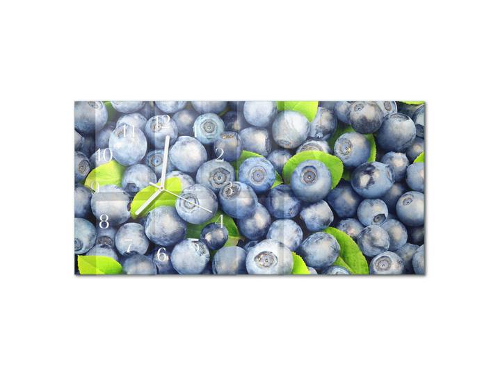 Tulup Wanduhr 60x30 cm - Blume, Blau, Glas, Rechteckig, 60x30x0.4 cm, Dekoration, Uhren, Wanduhren