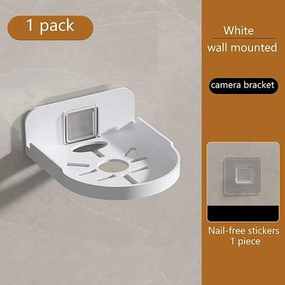 Punch Free Security Surveillance Camera Stand Self Adhesive Wall Bracket white