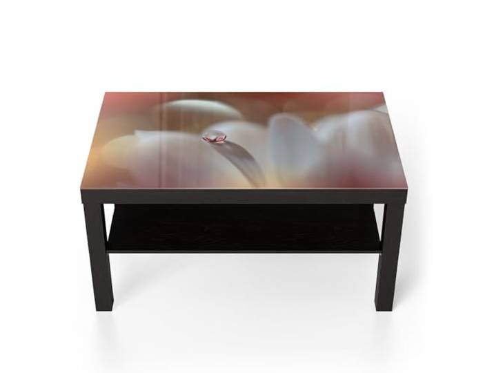 DEQORI Glastisch schwarz groß 90x50 cm Motiv Tropfen der Stille ausgefallener Beistelltisch aus Glas Hochglanz Couchtisch fürs Wohnzimmer moderner Couch Tisch mit Design
