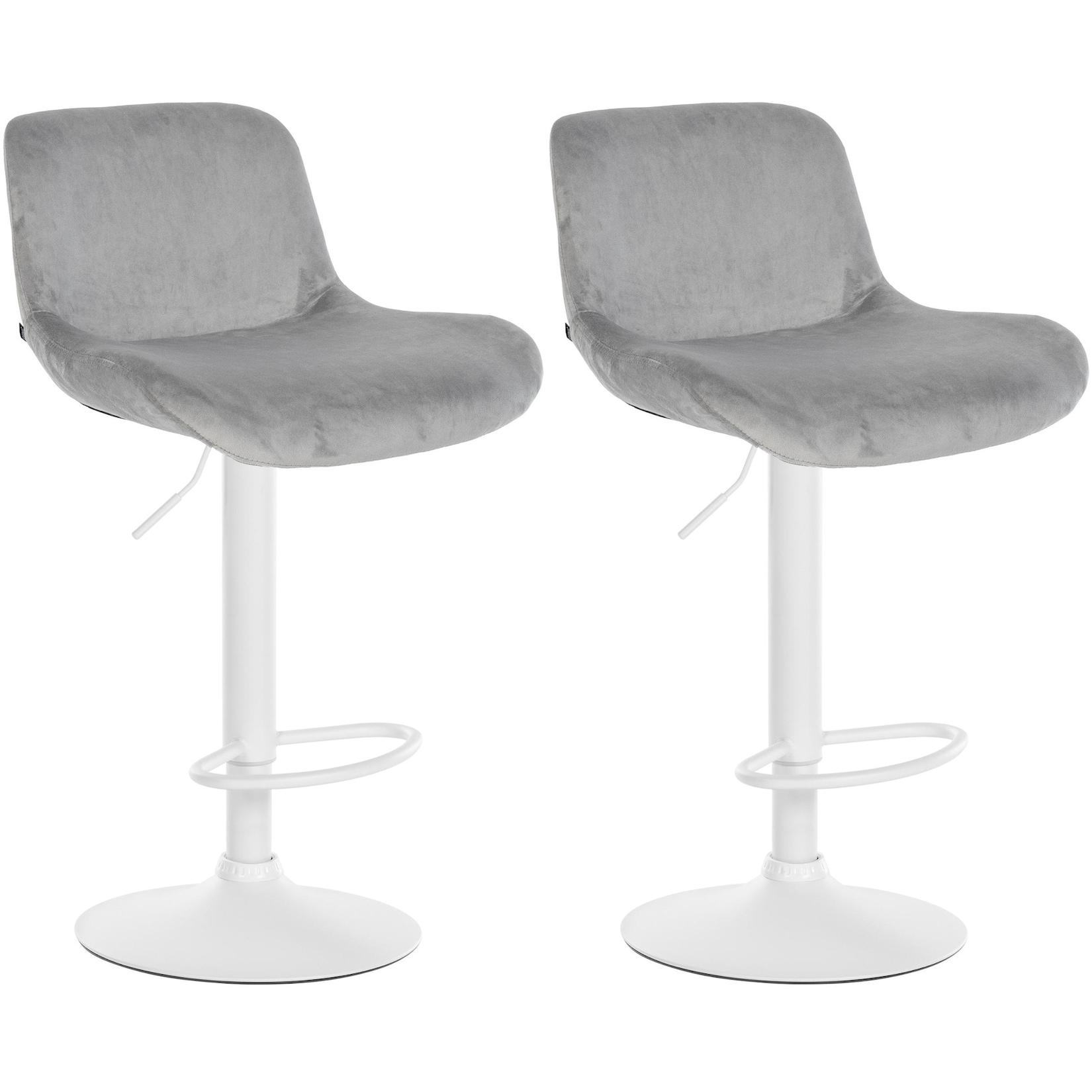 CLP 2er Set Barhocker Solon Weiß Samt - Farbe: grau, Material: Samt