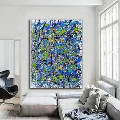 große abstrakte Leinwand Kunst Ölgemälde handgemalt blau minimalistische abstrakte Malerei nordische abstrakte Malerei für Wohnzimmer abstrakte Malerei Boho abstrakte Wand Kunst Malerei