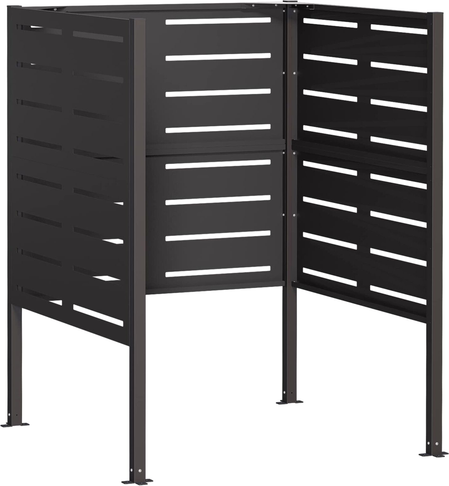vidaXL Écran pour poubelle 85 x 85 x 113 cm Acier Noir