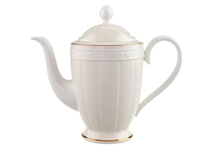 Villeroy & Boch 10-4390-0070 Ivoire Kaffeekanne 6 Personen 1.35 L, Porzellan, Gold/Weiß/Beige, 44.5 x 33.2 x 4 cm, 1 Einheiten
