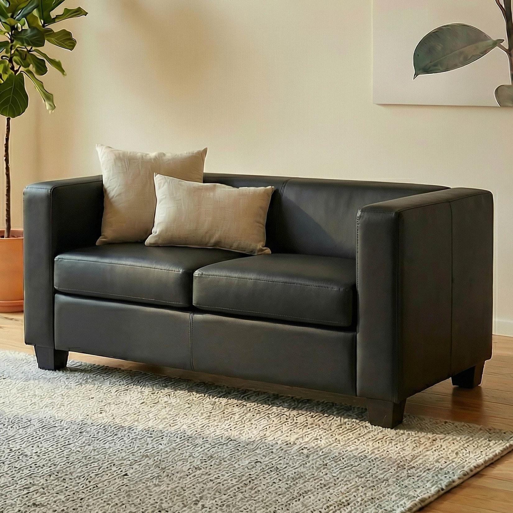 2er Sofa Lille, Kunstleder ~ schwarz