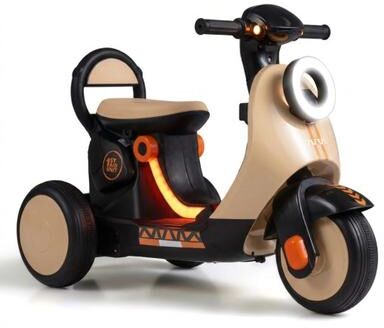 Costway 6V Electric Ride on Motorcycle with LED Headlight for Kids Aged 3-5 Years-Khaki
