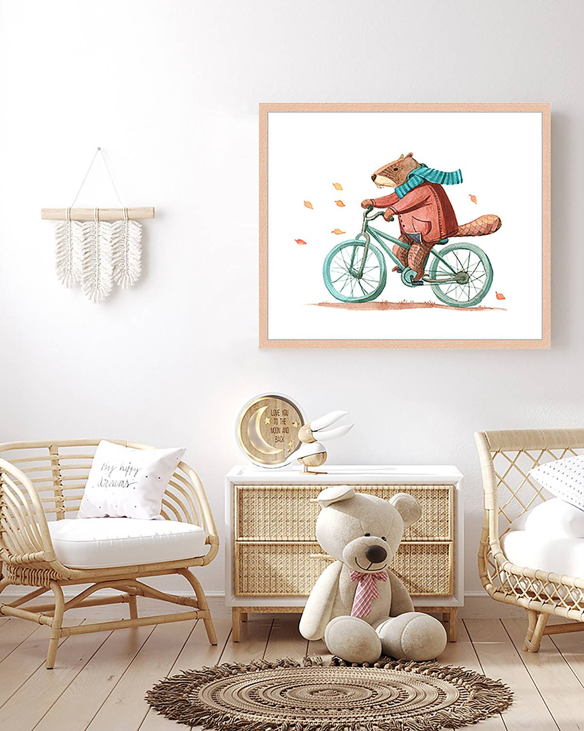 home24 Afbeelding Beaver In Coat illustratie in meerdere kleuren, 53 x 63 cm