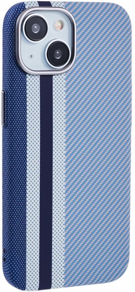 iPhone 13 - EIDERWOOD Mønstret Carbon Cover - MagSafe Kompatibel - Blue Stripes