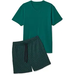 Tchibo - Shorty-Pyjama-Set - Herren - Gr. S - dunkelgrün/paisley