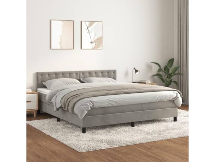 RJPLMFV Lattenrost, Matratze, Hellgrau, 160 x 200 cm, Velours Verstellbarer Kopf, Taschenfedern, mittlere Unterstützung, weicher Matratzenschoner